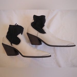 Free People Black White Western Point Toe Booties- Women’s 8